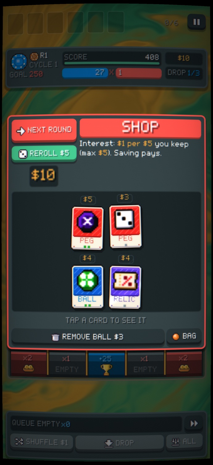 Ricolo’s in-game shop with upgrades to buy using coins earned during a run.